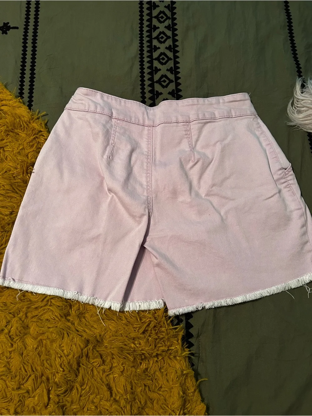 Women's High-Waist Pink Pleated Denim Shorts